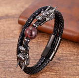 double bracelet cuir dragon