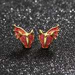 boucles d oreilles dragon or et rouge