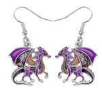 boucles d oreilles dragon pendantes violet