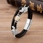 bracelet double avec tetes de dragon