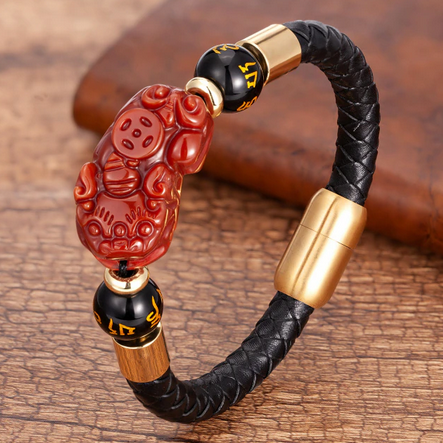bracelet cuir magnetique avec dragon