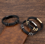 bracelets noirs en cuir avec griffes de dragon