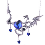 collier dragon coeur bleu