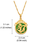 medaillon asiatique or et jade avec dragon