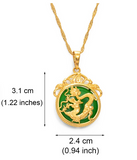 medaillon asiatique or et jade avec dragon