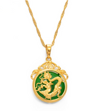 collier dragon en jade vert et or