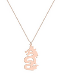 collier avec pendentif dragon en or rose
