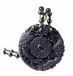 collier noir dragon yin yang symbole