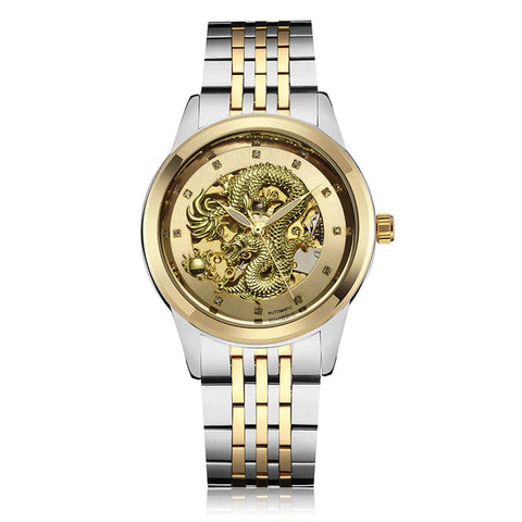 Une montre dragon or et argent