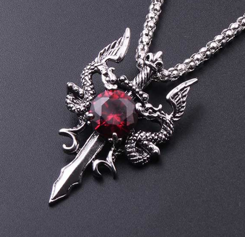 pendentif dragon guerrier epee