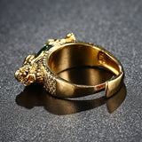 anneau en or de la bague dragon vert