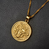 collier dragon chinois medaillon