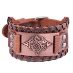 bracelet en cuir plaque dragon cuivre