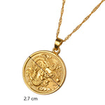 collier dragon pendentif medaillon or