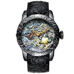 montre dragon antique bracelet cuir noir